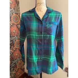 Wondershop green flannel plaid sleep shirt pajama size XS